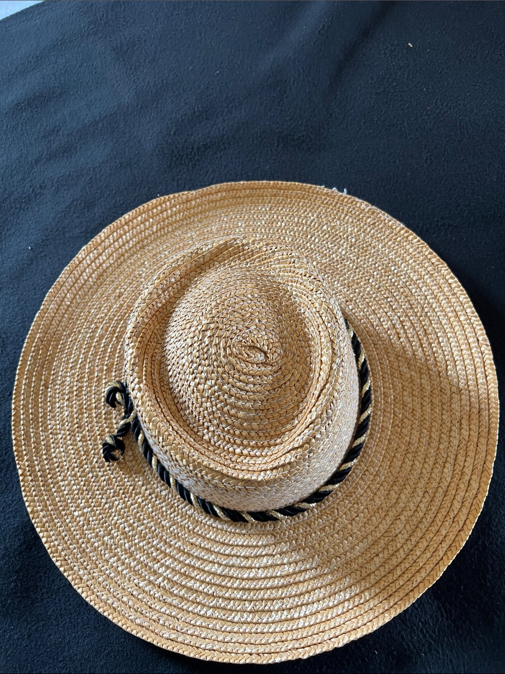 Classic Straw Sun Hat with Black Trim
